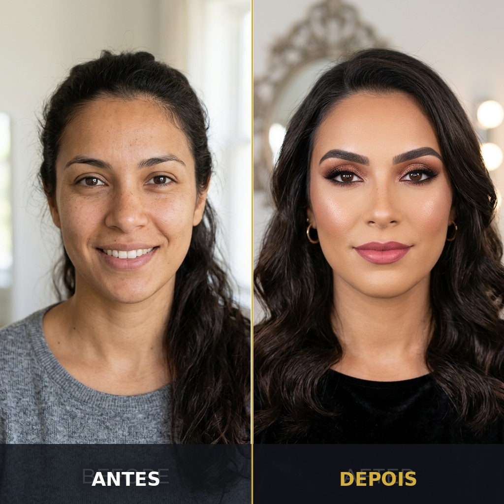 Antes e depois de aluna - Make Noite e Festa